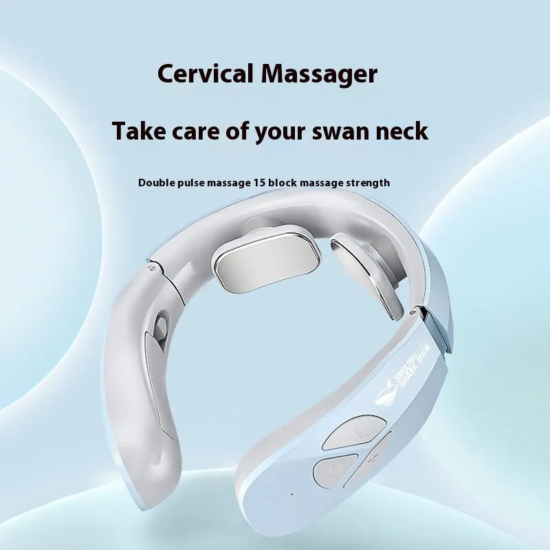 Electric neck massager EMS pulse rechargeable with heating function in Lake Blue B colour