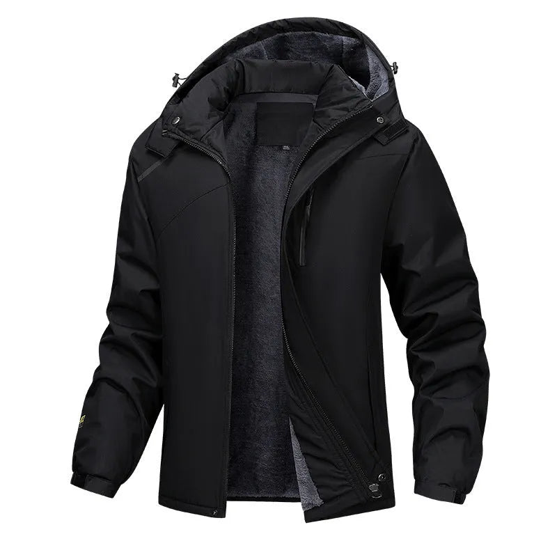 Men's plus size waterproof hooded coat in loose fit design available in multiple colours