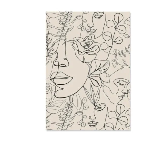 Abstract boho-style animal illustration printed on a stretched frameless canvas wall art.