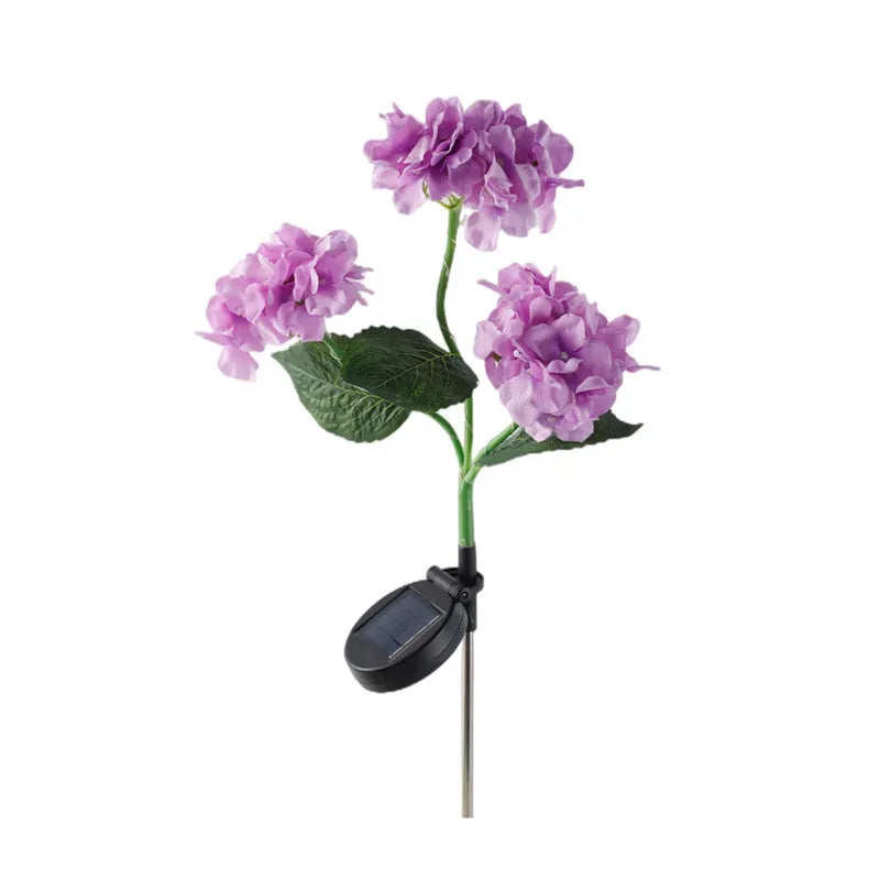 Solar hydrangea garden decorative light with rubber construction and IP55 waterproof rating