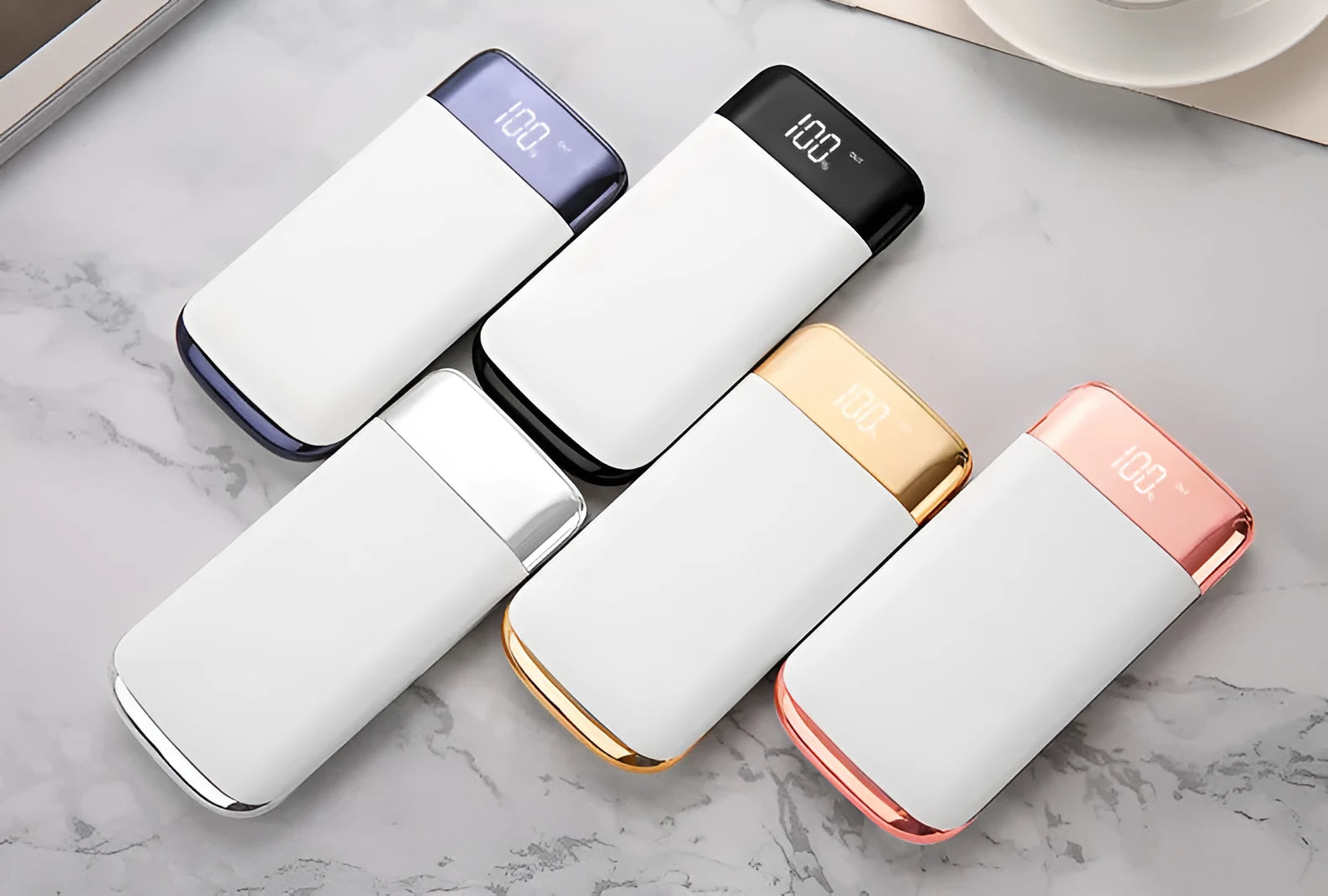Portable display power bank with full screen and large capacity 10000mAh in white plastic shell