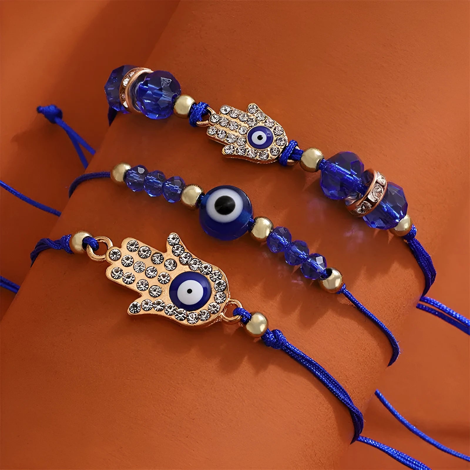 Diamond hand woven alloy wire adjustable combination bracelet set 3pc unisex butterfly design