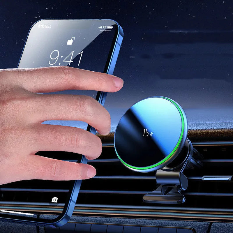 Fashion car magnetic wireless charging bracket with 15W and three installation styles