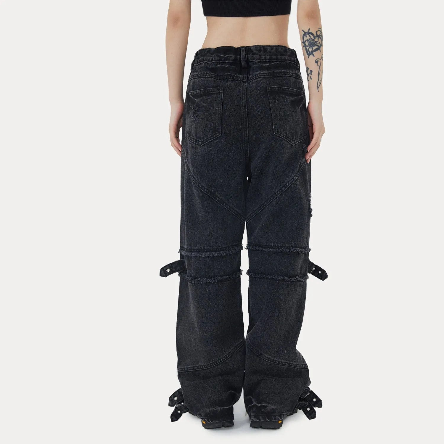 Unisex loose straight leg cotton trousers in black available in multiple sizes