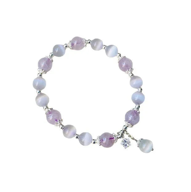 Opal amethyst colour crystal bracelet with moon shape design, manually crafted women's jewellery