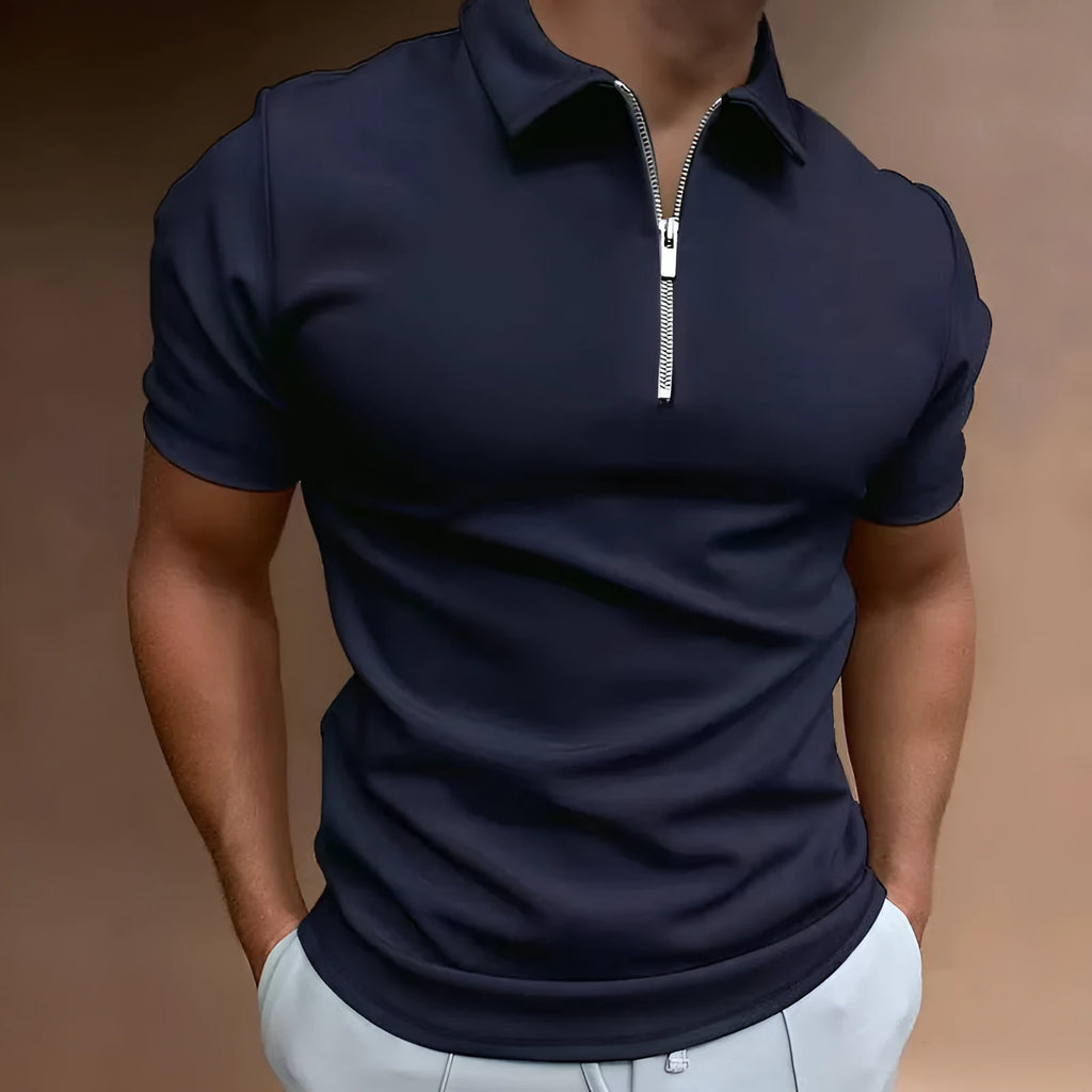 Men's casual short sleeve digital print polo shirt in polyester fabric with loose fit