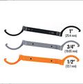 Crescent magnetic suction wrench catheter locking three-piece spanner set in orange, grey, and black.