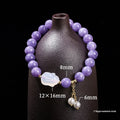 Purple aquamarine chalcedony lychee jelly agate rabbit bracelet with geometric design and round elements