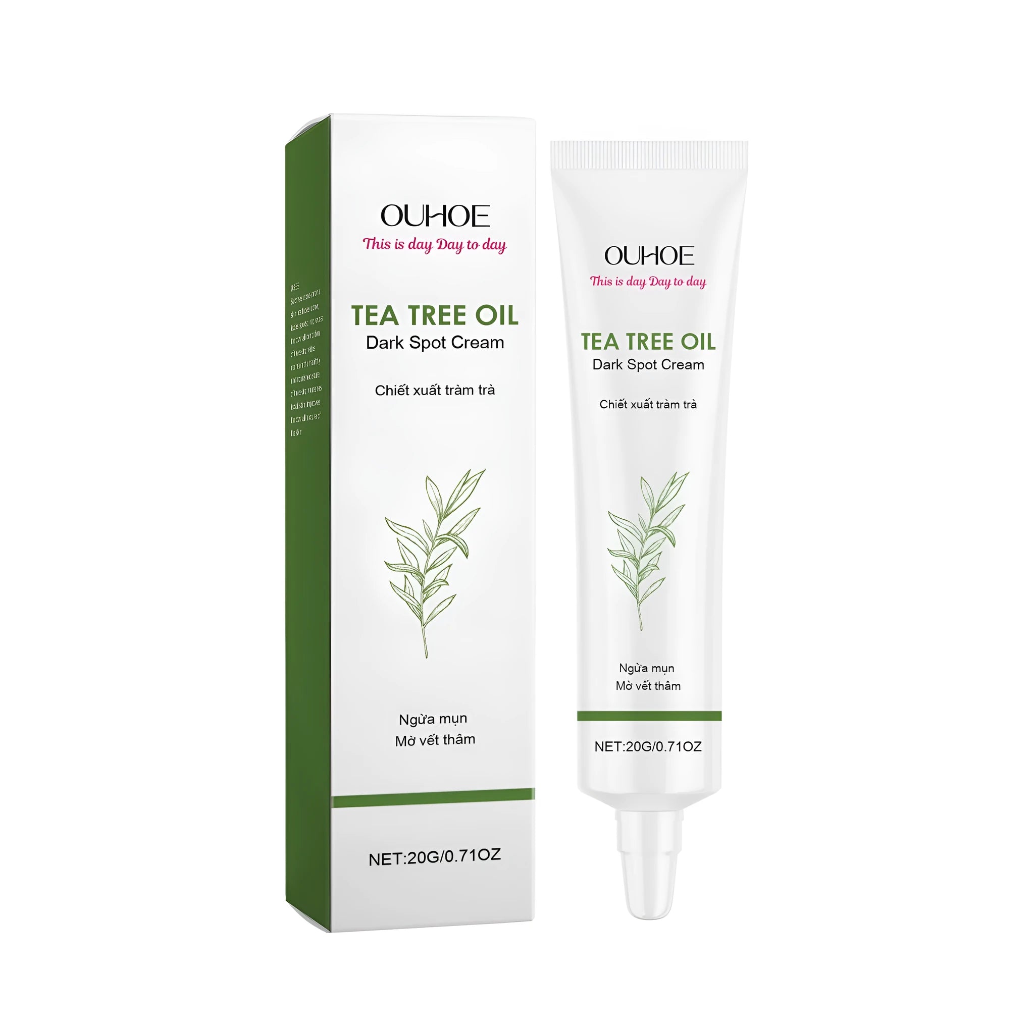 20g tea tree facial care cream container with nicotinamide and salicylic acid ingredients