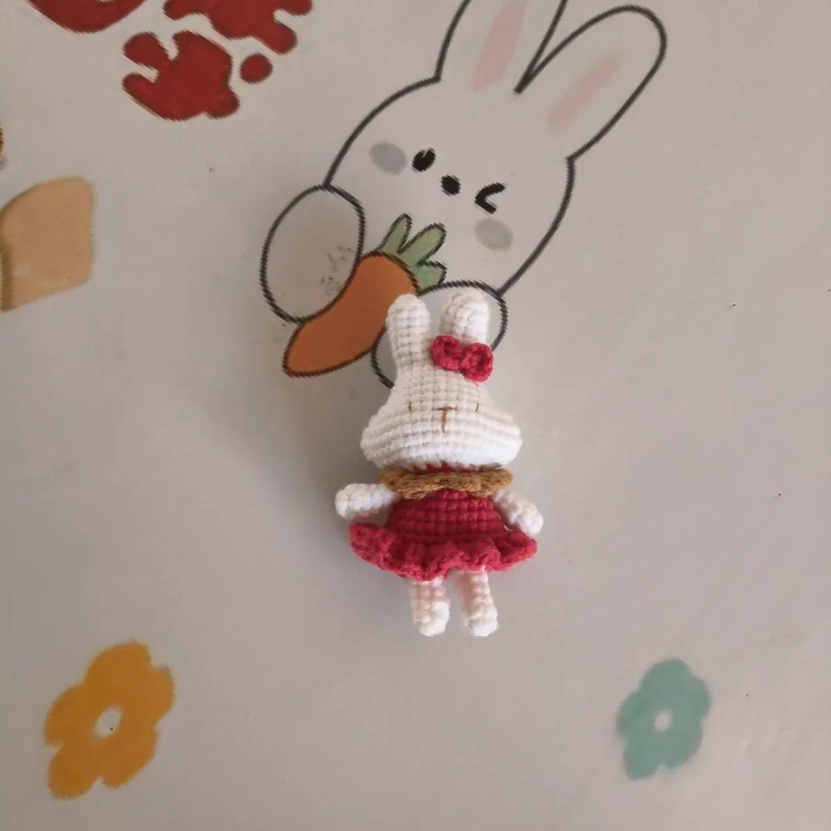 Hand-crocheted wool rabbit key chain pendant decorative accessory