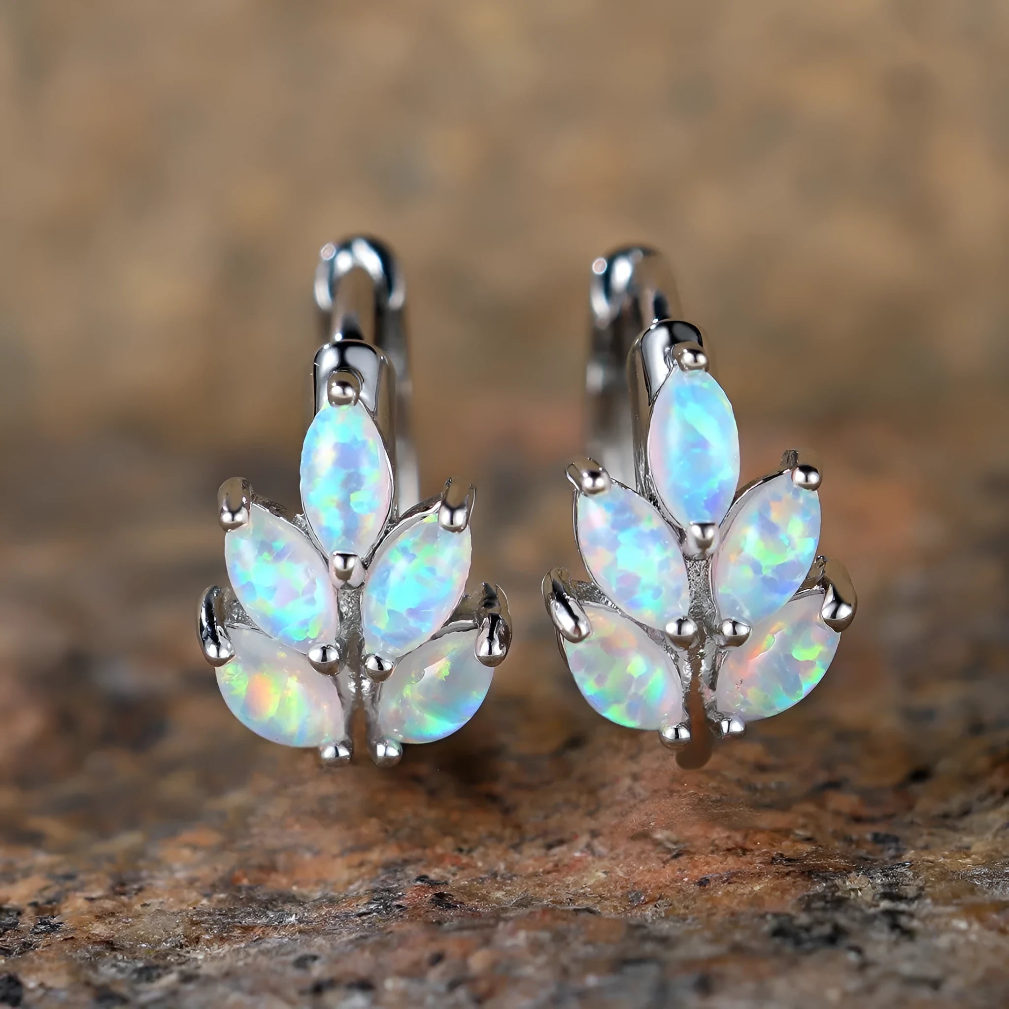 Copper ear clip with leaf geometric design, electroplated rose gold finish, non-pierced clip style for women.