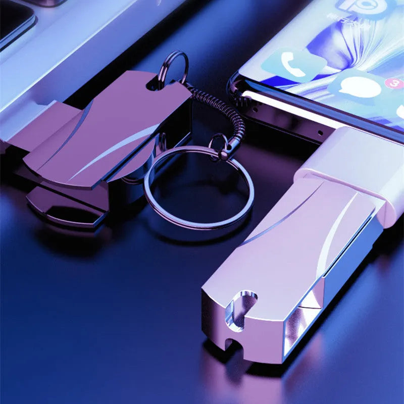 32GB metal USB flash drive with rotating connector in black and grey, mini size 4.2cm