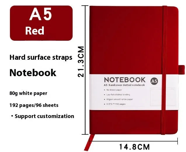 A5 office diary with hand skin feeling PU leather strap cover and lined inner pages
