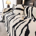 Zebra pattern flannel sofa slipcover with matching pillowcase in caramel colour option