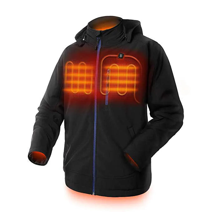 Men's black waterproof thermal coat with straight hem design and zipper pockets