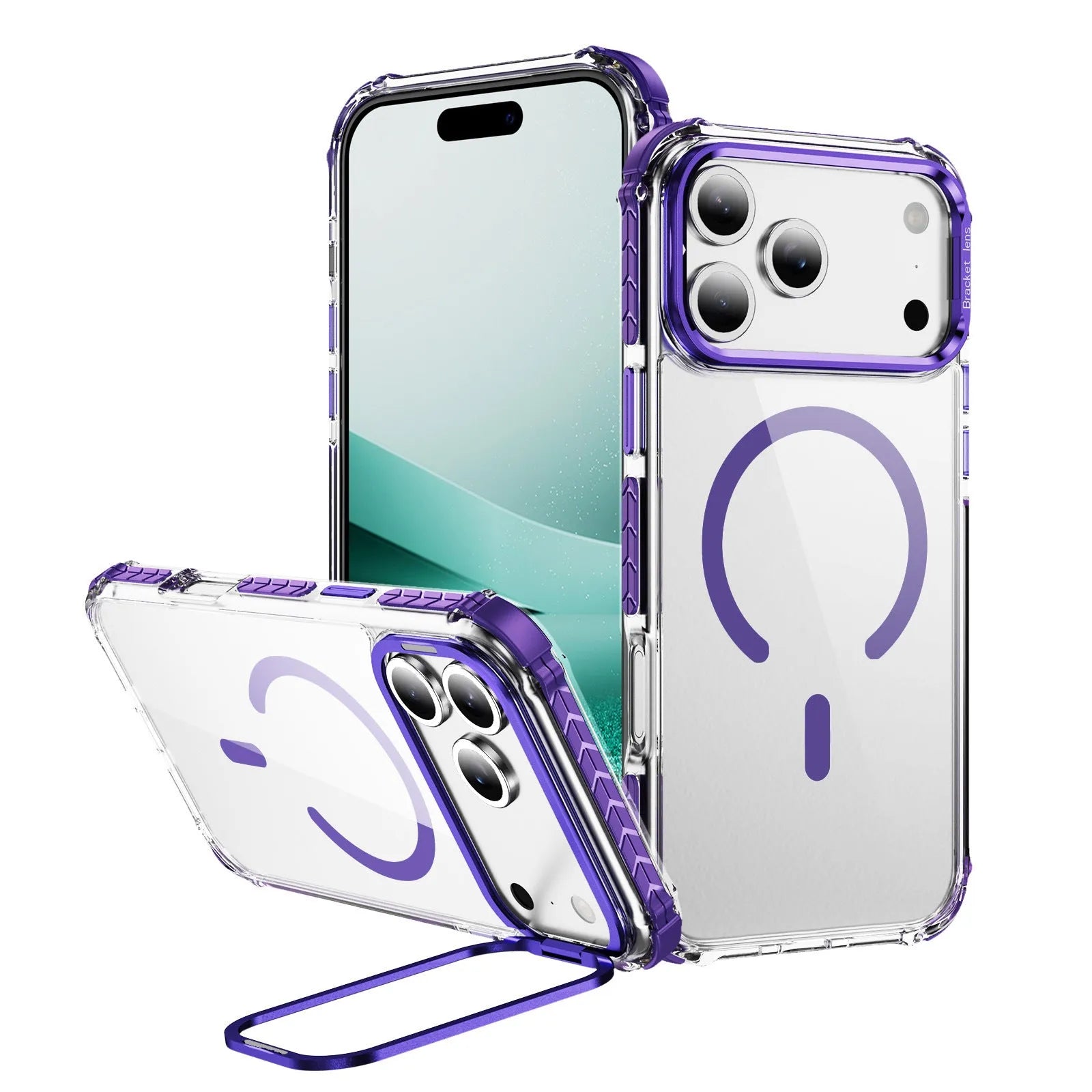 Transparent magnetic iPhone 16 Pro case with airbag cushioning in six colour options