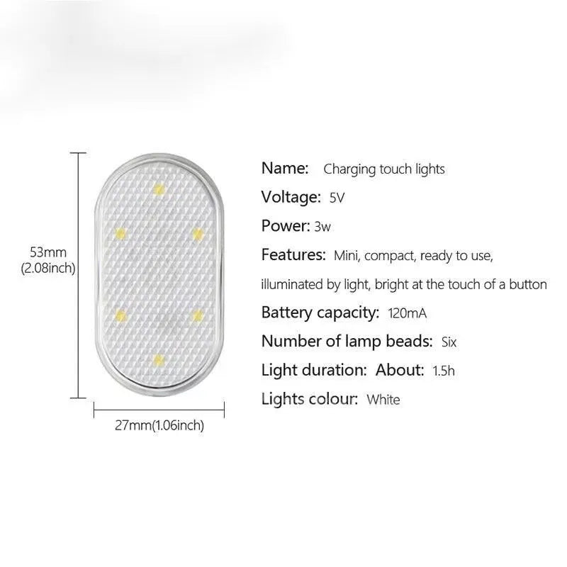 Universal car interior LED touch night lamp on ABS aluminium base in blue light colour option