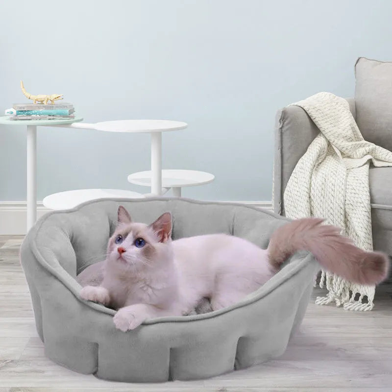 Plush thickened kennel mat cat house measuring 46x46x23cm in grey, green, pink or yellow colours