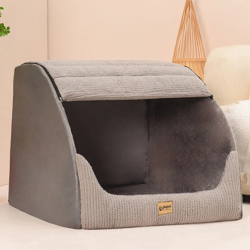 Classic gray washable dog bed with removable cover for medium to large dogs including golden retrievers