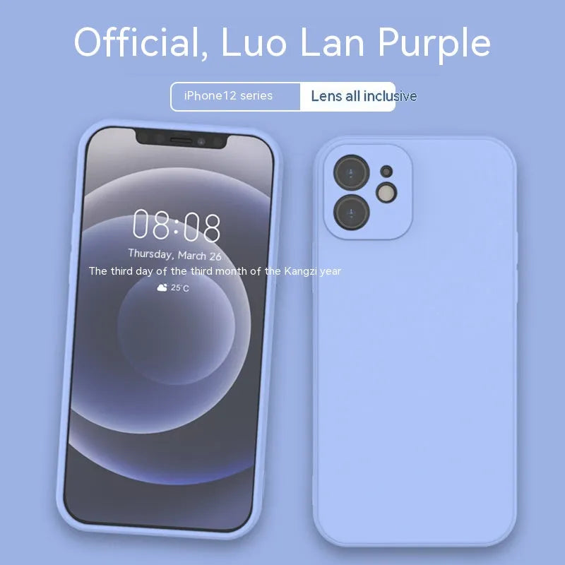 Liquid silicone phone case for iPhone 14 Plus in black with straight edge back cover design