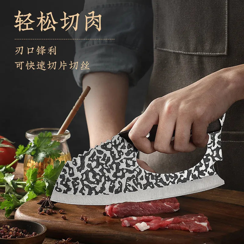 Labor-saving forged kitchen knife in 4 chromium steel with comfortable handle for vegetable preparation