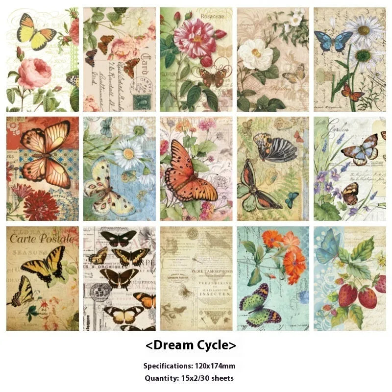 Retro literary notebook with six decorative design options on printed paper