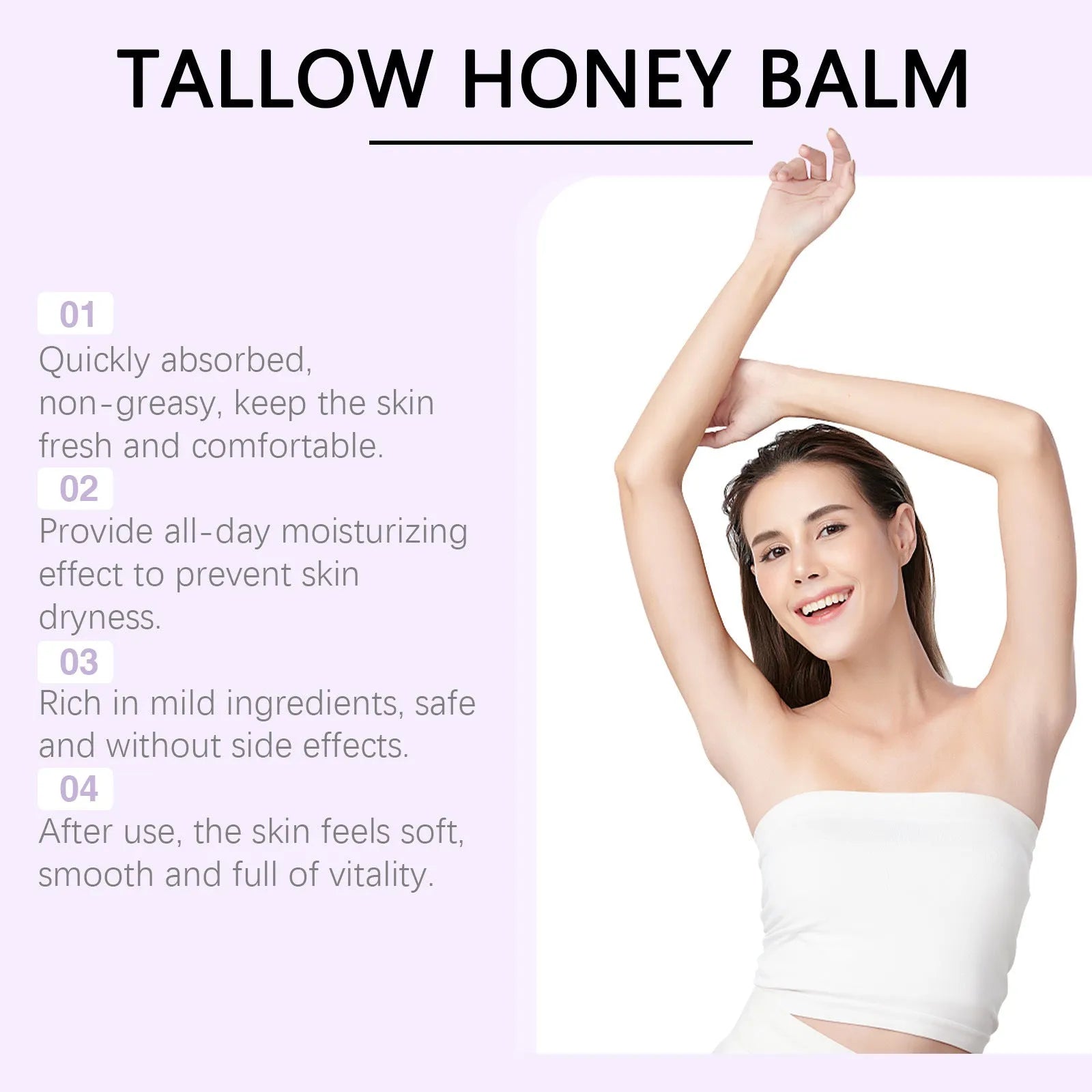 Jar of tallow honey moisturising cream for dry skin, 57g