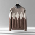 Men's diamond block imitation mink bottoming shirt in camel color for casual leisure wear