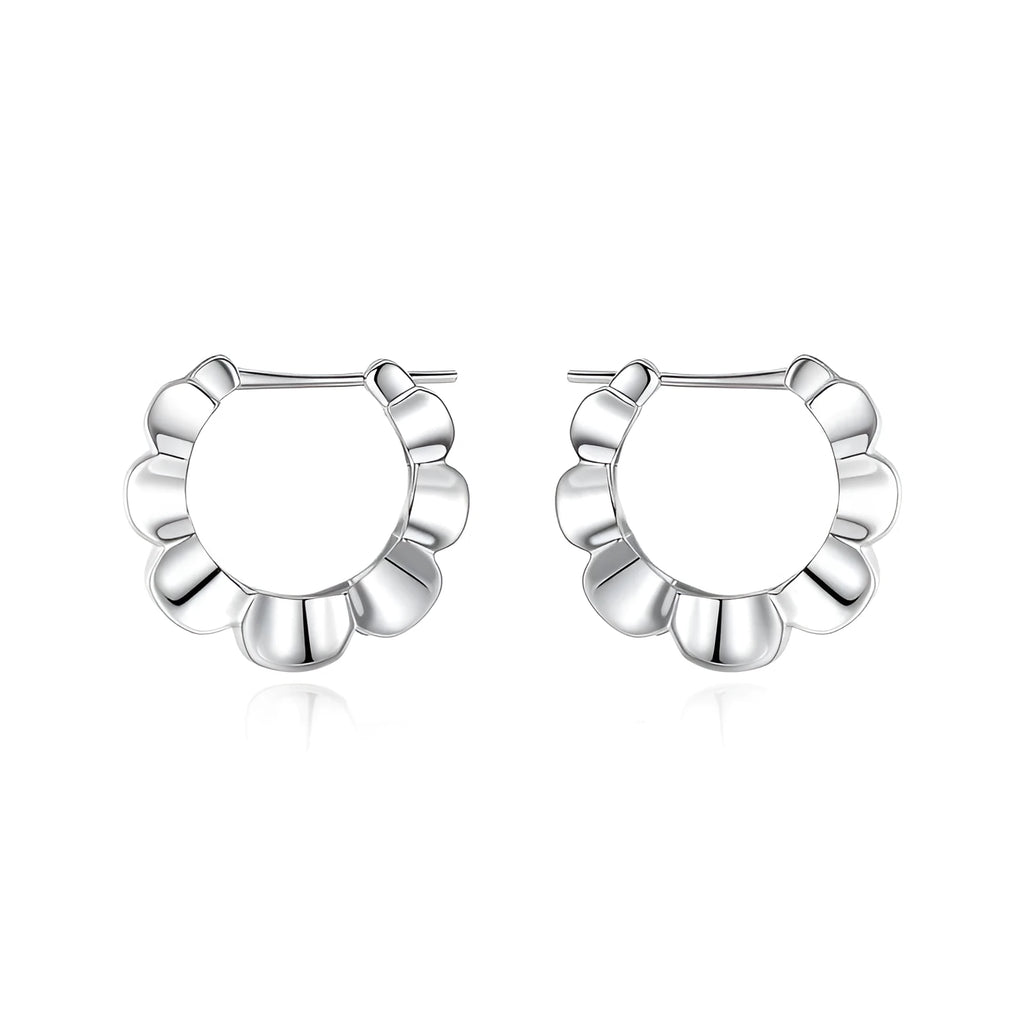 Sterling silver geometric stud earrings with round elements and electroplated finish