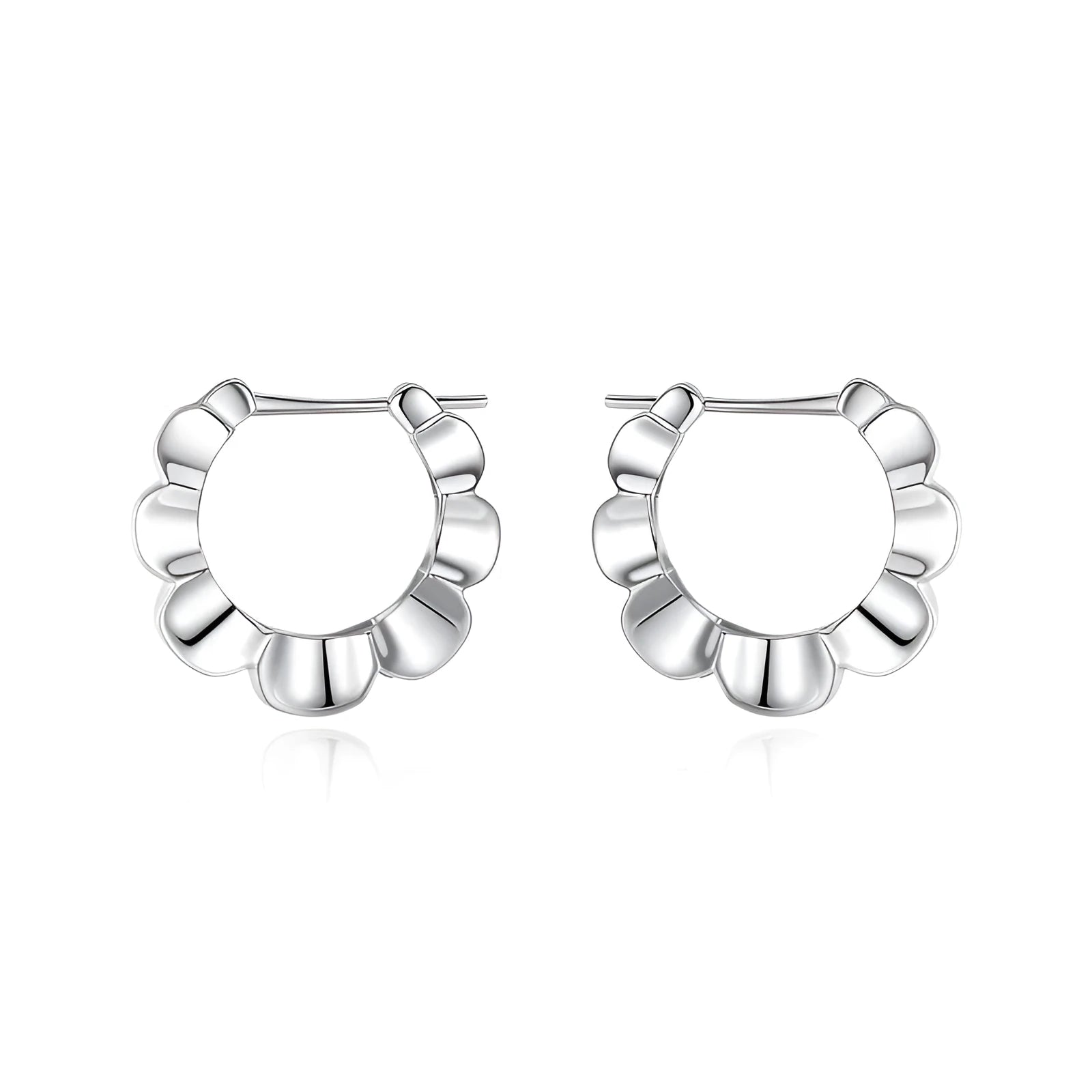 Sterling silver geometric stud earrings with round elements and electroplated finish