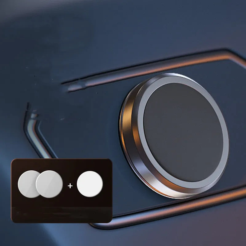 Obsidian black alloy magnetic centripetal force mobile phone holder with 2 magnetic disks.