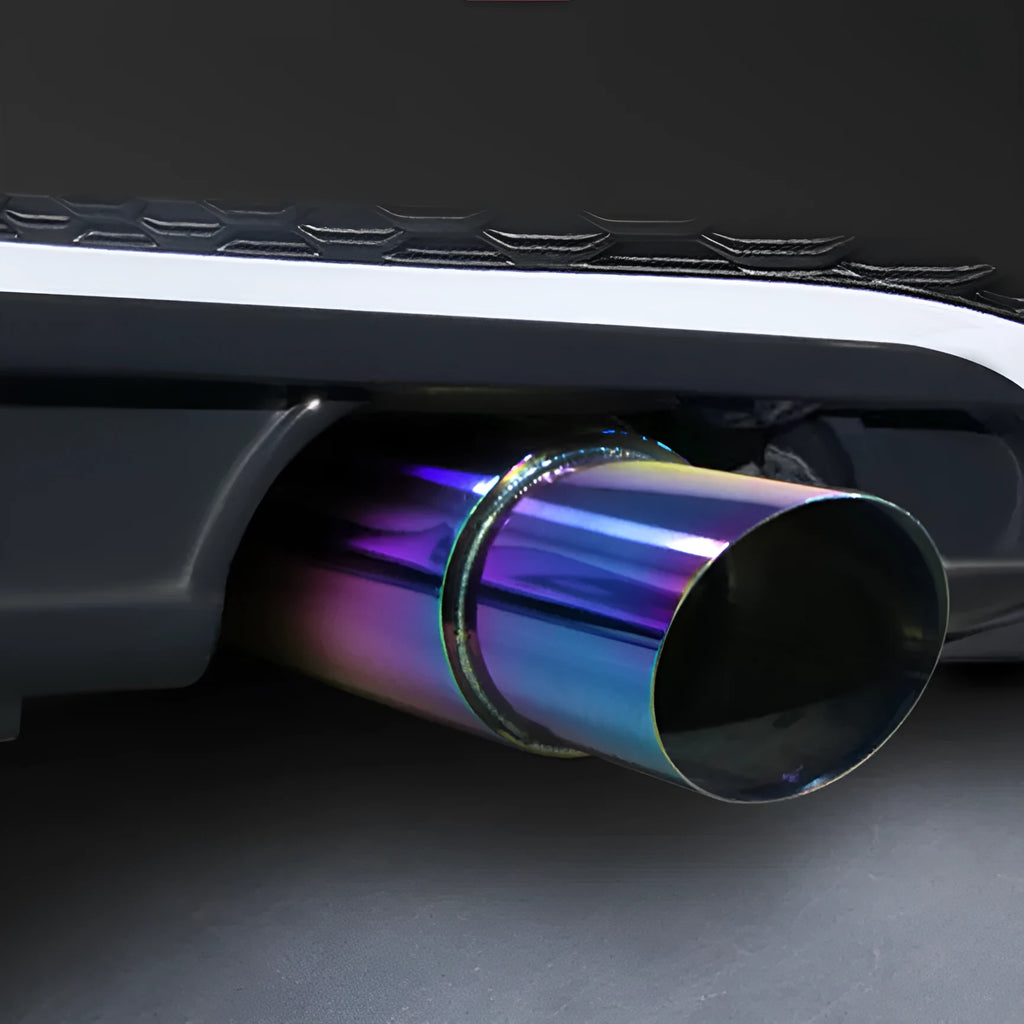 Stainless steel straight drum car exhaust pipe 365mm in silver finish for modification