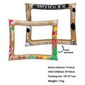 Large red and green Christmas inflatable photo frame prop on white background