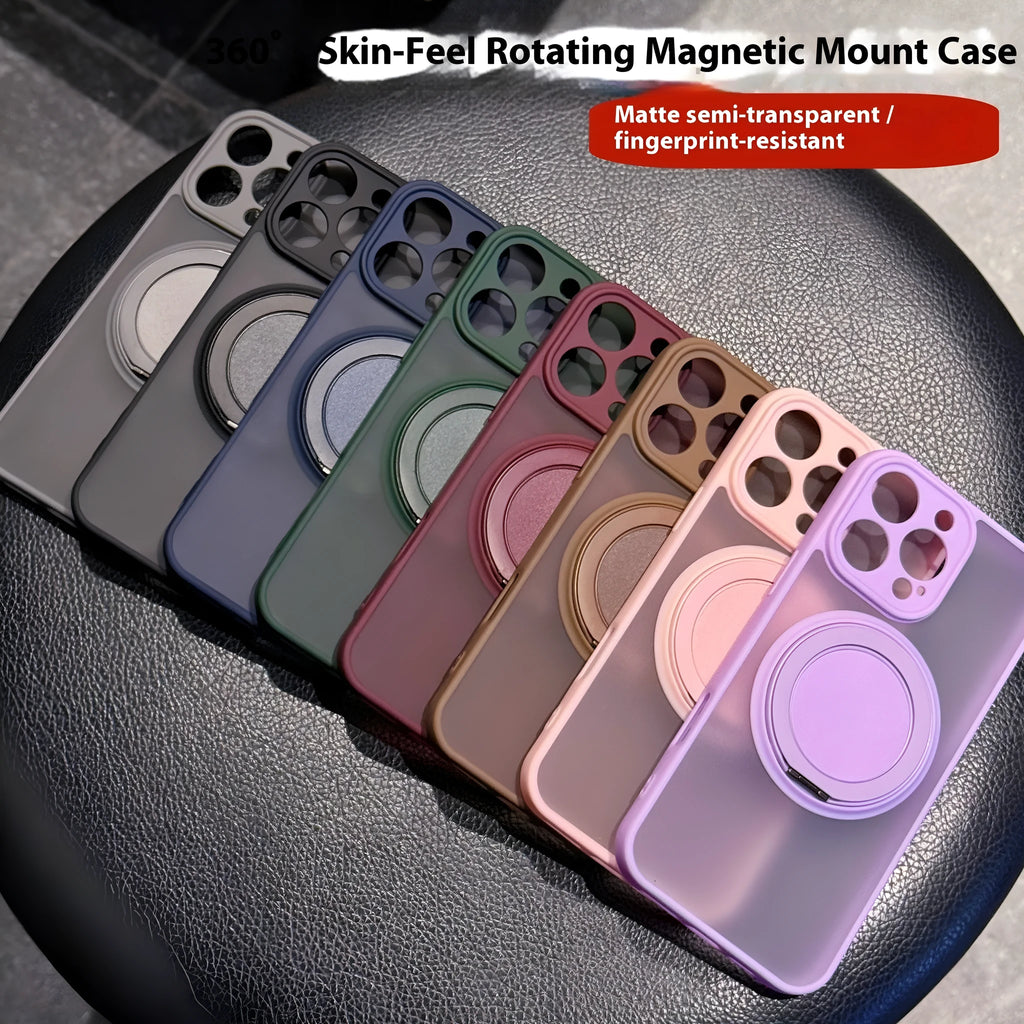 Magnetic rotating bracket frosted phone case for iPhone 17 in multiple colour options