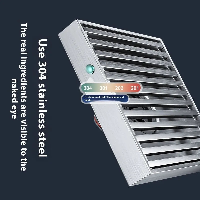 304 stainless steel courtyard floor drain with a square gun grey 15x15cm ABS plastic cover.