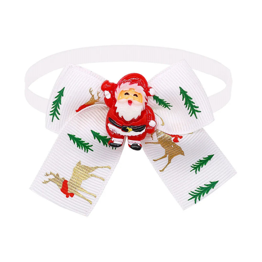 Christmas pet bow tie accessories for dogs and cats in red and green patterns
