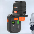 Red laser dust collection bracket attachment for electric hammer drill showing compact design