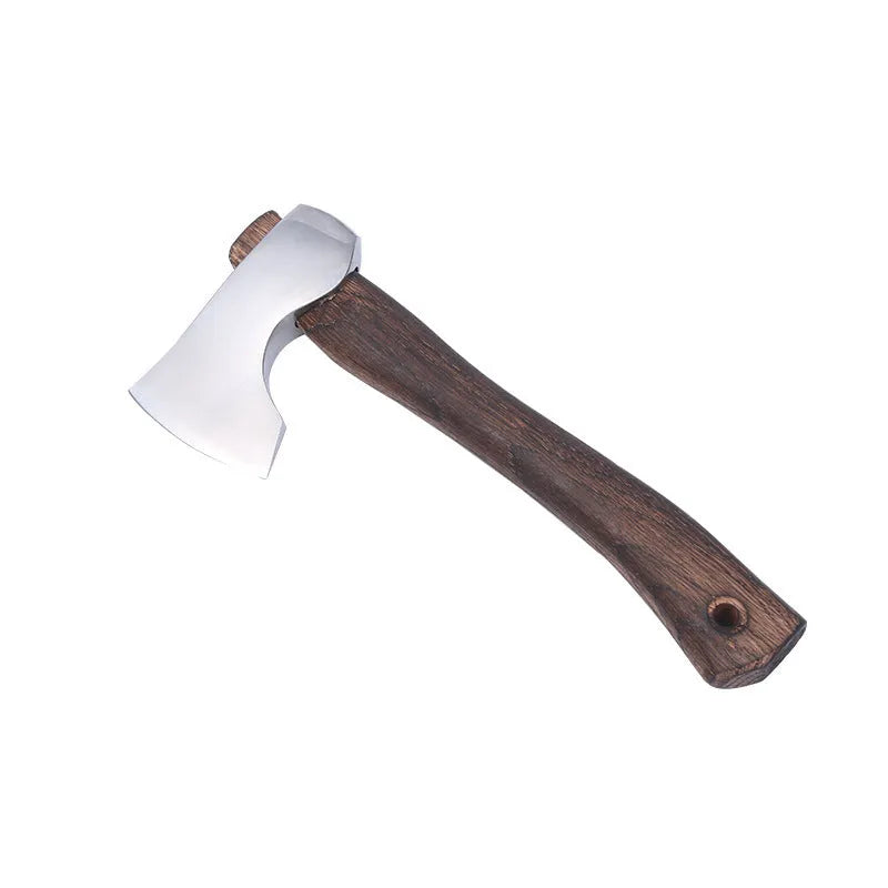 250mm camping axe with high carbon steel blade and wooden handle for outdoor wood chopping