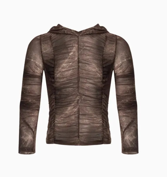 Boys lightweight ice silk bottoming shirt with pleated printing detailing in picture colour