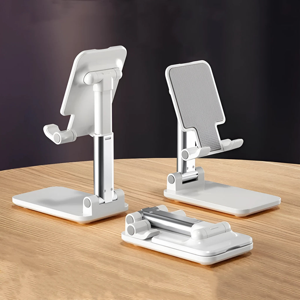 Folding telescopic mobile phone bracket with silicone anti-slip pad on desk