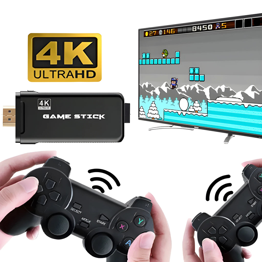 Wireless game console with two controllers, 32GB RAM, HDMI TV connection, plastic, 30x25x8cm