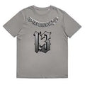 Straight loose fit cotton short sleeve t-shirt on a hanger, shown in a colour option.