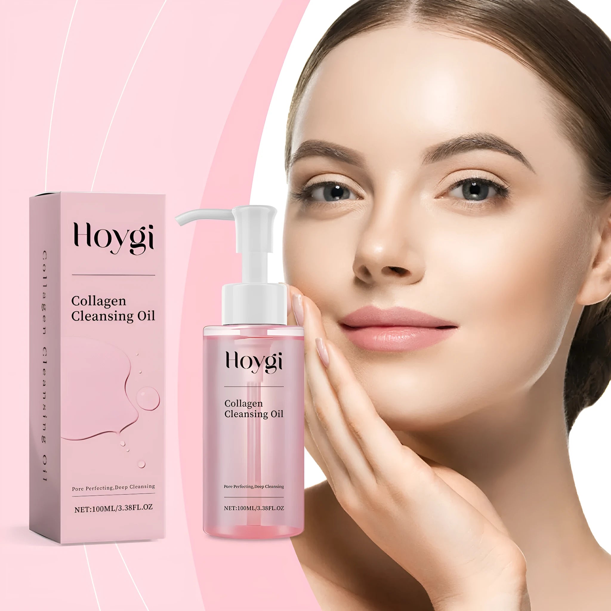 100ml bottle of collagen cleansing oil with jojoba and grape seed oils for daily make-up removal