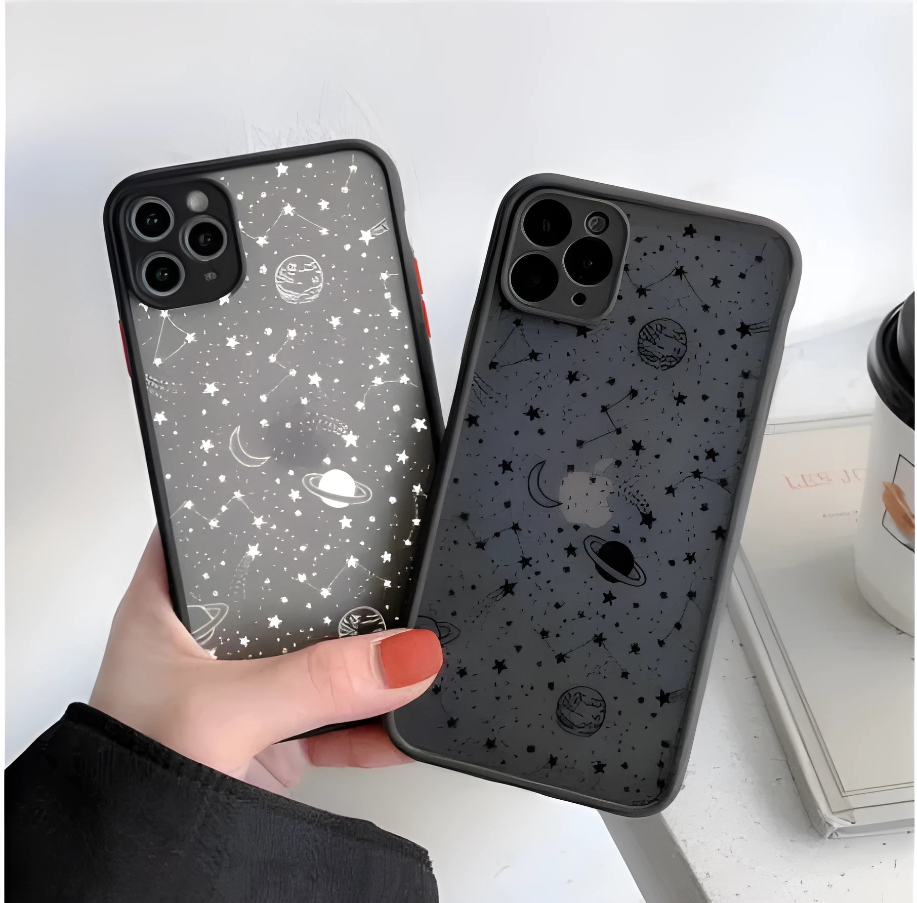 Star Universe black and white Skin Sensation Shell protective case for iPhone models X through 13.