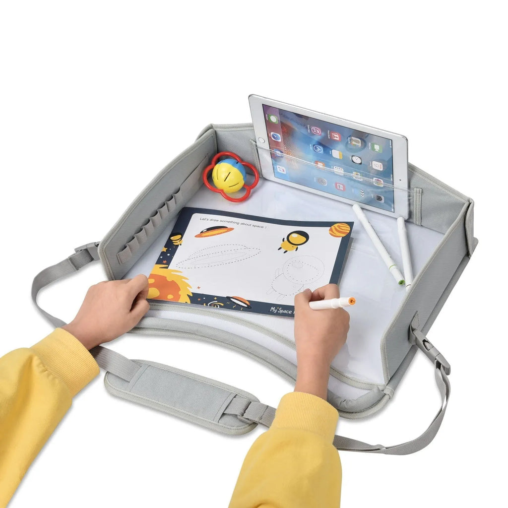Gray children's toy car writing board tray travel artboard bag made from water-repellent cloth