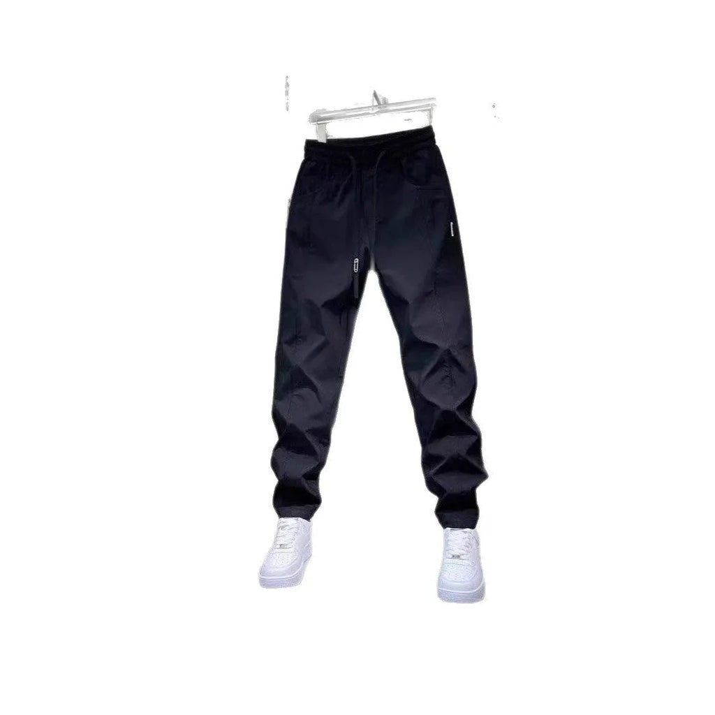 Men's casual harem trousers with high waist and elastic ankle cuffs in solid black, grey or white, sizes M to 5XL