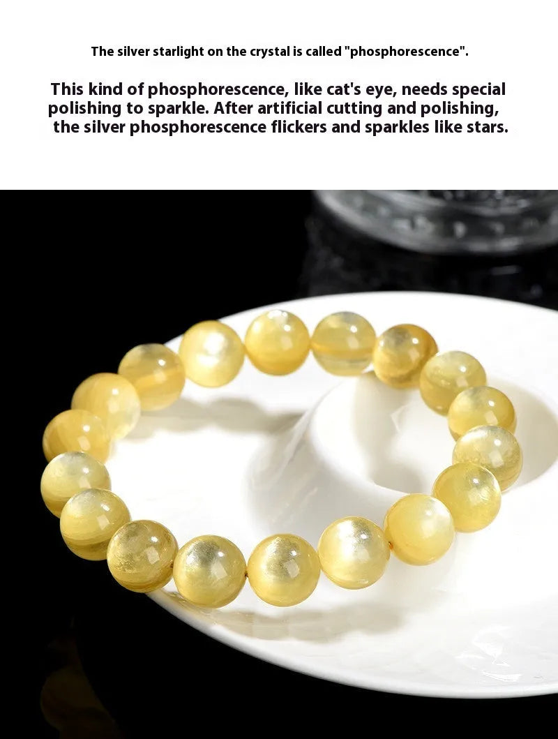 Handmade yellow lepidolite mica bead bracelet with geometric shapes and polished finish