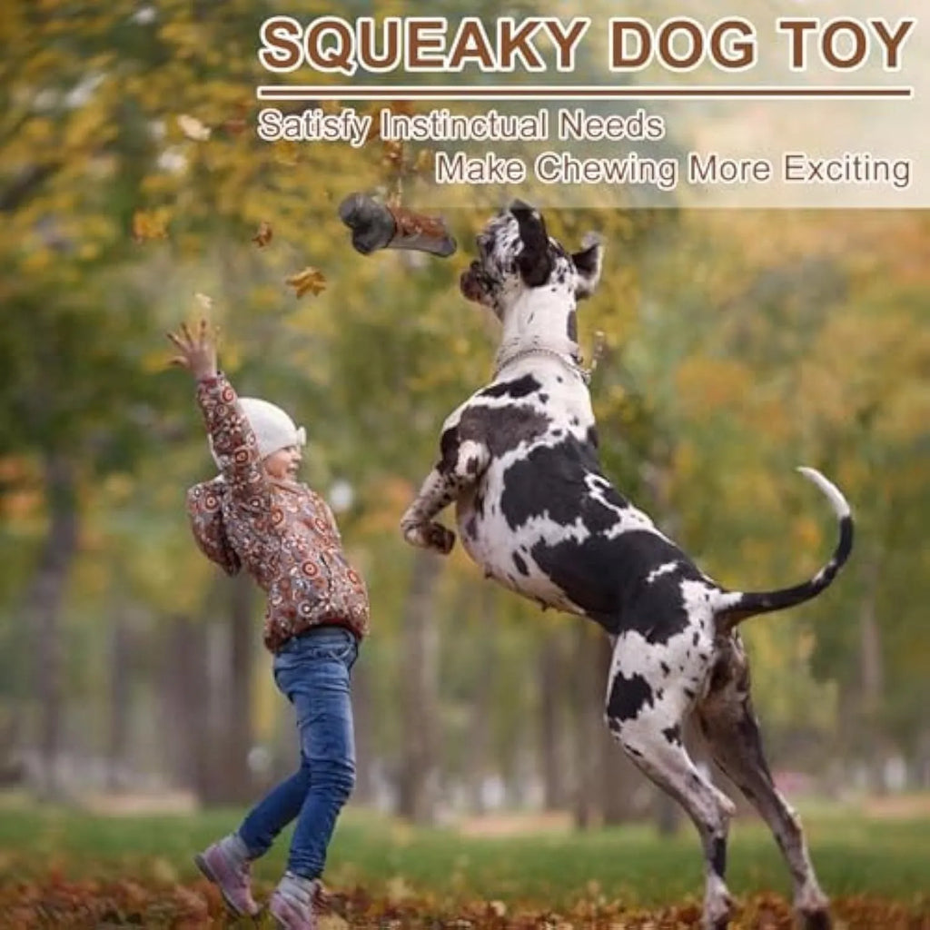 Large branch-shaped nylon dog toy for aggressive chewers with built-in squeaker and bacon flavour.