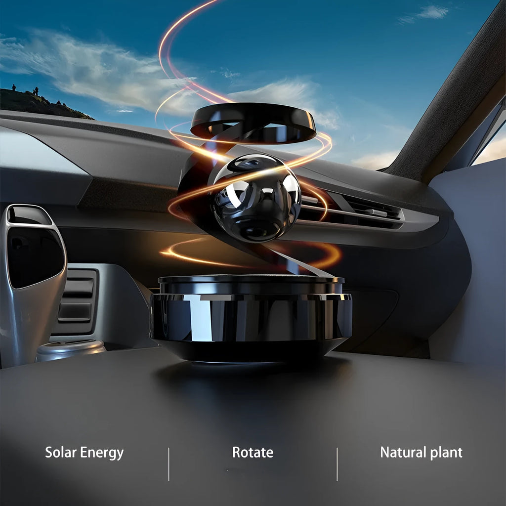 Car aromatherapy solar decoration perfume unit for vehicle odour removal and interior fragrance.