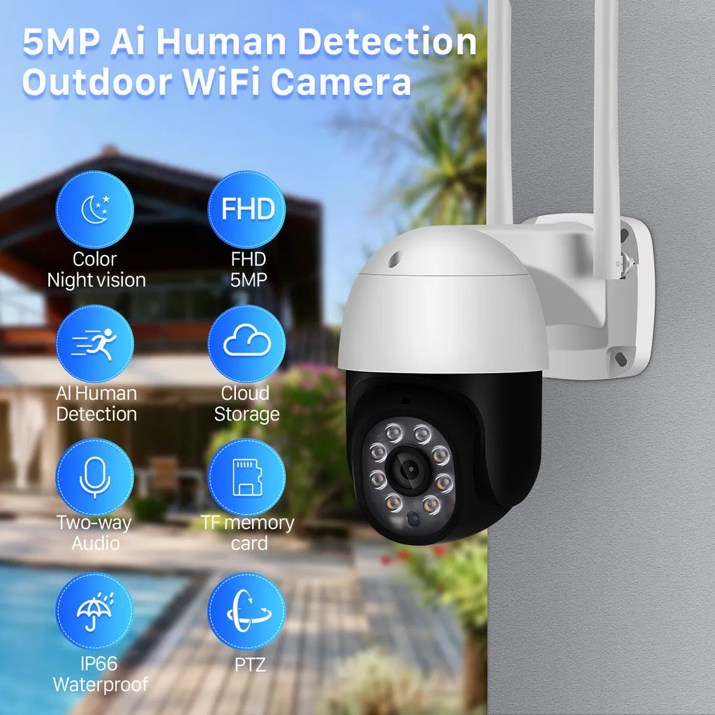 2 inch 5MP wireless outdoor surveillance camera white mini ball ABS housing